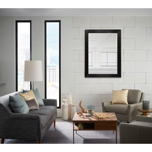  Raphael Rozen Wood Frame Modern Wall Mirror, Rectangle, Black Finish (Custom Size up to 65x45)