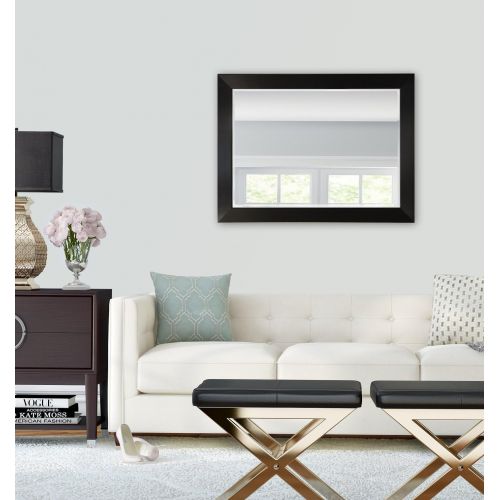  Raphael Rozen Wood Frame Modern Wall Mirror, Rectangle, Black Finish (Custom Size up to 65x45)