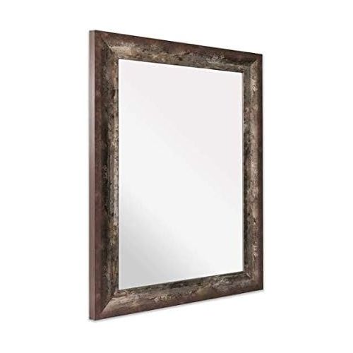  Raphael Rozen Elegant, Modern, Classic, Vintage, Traditional, Rustic, Hanging Framed Wall Mounted Mirror Modern Pewter W/Scoop (Copper, 30x40)