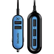 RapidX X5 Car Charger with 5 USB Ports for iPhone and Android - Blue