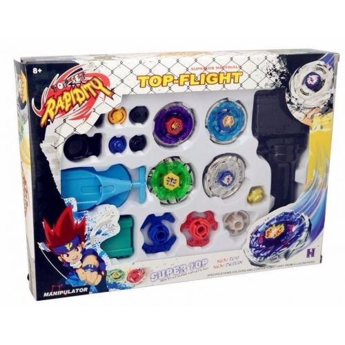  Beyblade Toy Set 4D Top Flight Rapidity Metal Fusion Fight String Launcher Grip