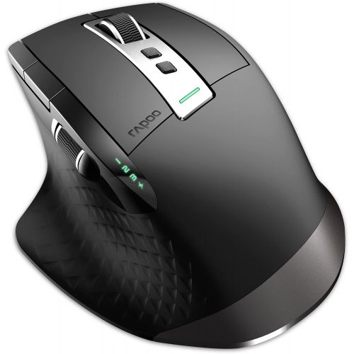  RAPOO Multi-Device Bluetooth Mouse for Laptop, Wireless Mouse Connect Up to 4 Devices, 4 Adjustable DPI, Rechargeable Ergonomic Mouse with Side Wheel, Laser Mouse for Computer MacB