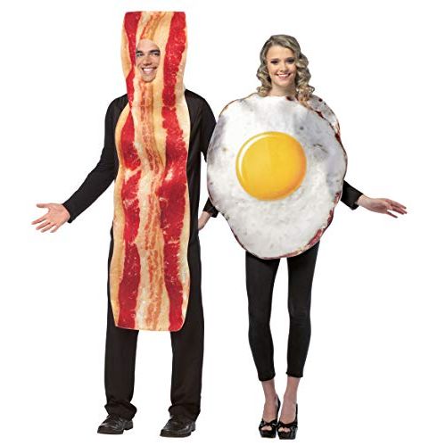  할로윈 용품Rasta Imposta Bacon Slice & Fried Egg Couples Halloween Costume Set, Adult One Size