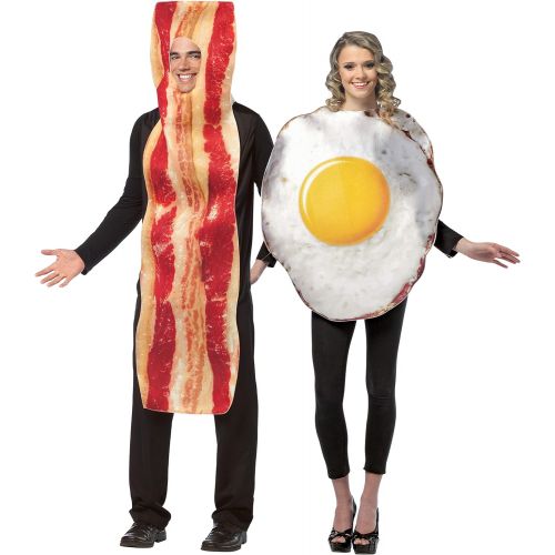  할로윈 용품Rasta Imposta Bacon Slice & Fried Egg Couples Halloween Costume Set, Adult One Size