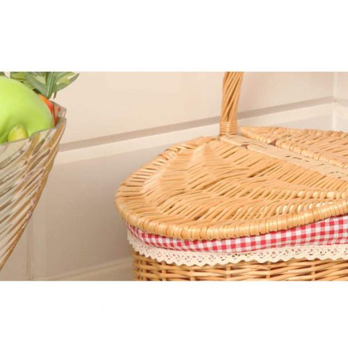  RatcBacx Handmade Wicker Basket with lid Insulated Multi-Season Outdoor Home Portable Picnic Set with Handle Shopping Available-C 39x29x18cm