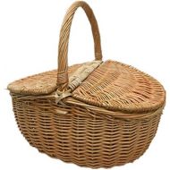 RatcBacx Handmade Wicker Basket with lid Insulated Multi-Season Outdoor Home Portable Picnic Set with Handle Shopping Available-A 45x30x21cm