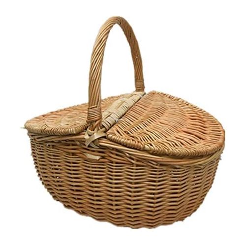  RatcBacx Handmade Wicker Basket with lid Insulated Multi-Season Outdoor Home Portable Picnic Set with Handle Shopping Available-A 45x30x21cm