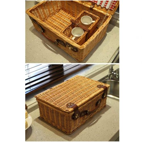  RatcBacx Handmade Wicker Basket with lid Insulated Multi-Season Outdoor Home Portable Picnic Set with Handle Shopping Available-B 45x32x18cm