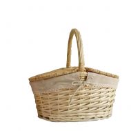 RatcBacx Handmade Wicker Basket with lid Insulated Multi-Season Outdoor Home Portable Picnic Set with Handle Shopping Available-C 40x30x19cm