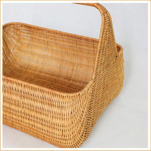  RatcBacx Handmade Wicker Basket with lid Insulated Multi-Season Outdoor Home Portable Picnic Set with Handle Shopping Available-F 38x24x23.5cm