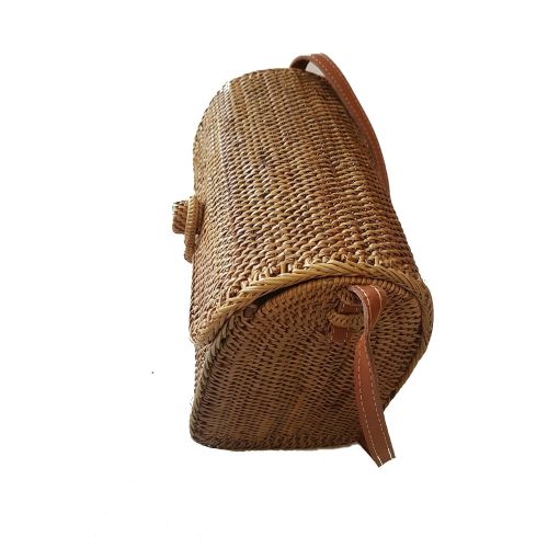  Rattan Nation - Handwoven Mail Rattan Basket Bag, Straw Bag