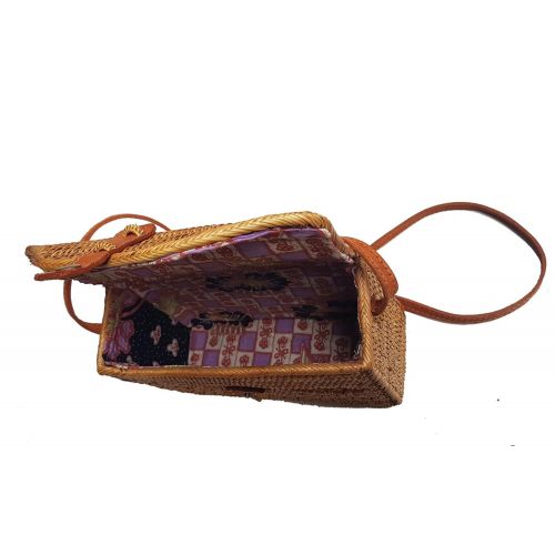  Rattan Nation - Rectangular Woven Rattan Bag (Leather Closure), Ata Basket Bag