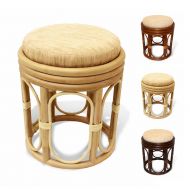 Rattan Wicker Furniture Pier Handmade Rattan Wicker Vanity Bedroom Stool Fully Assembled White Wash