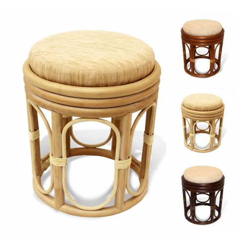  Rattan Wicker Furniture Pier Handmade Rattan Wicker Vanity Bedroom Stool Fully Assembled White Wash