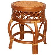 Rattan Wicker Furniture Ginger Handmade Rattan Wicker Stool Fully Assembled Colonial (Light Brown)