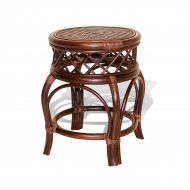 Rattan Wicker Furniture Ginger Handmade Rattan Wicker Stool Fully Assembled Dark Brown