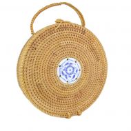 Rattan bag Women Straw Bag Mini Circle Handmade Beach Summer Porcelain Travel Rattan Tote Knitted Handbags