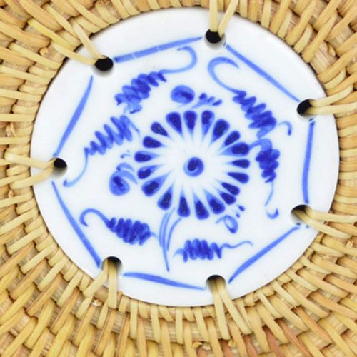  Rattan bag Women Straw Bag Mini Circle Handmade Beach Summer Porcelain Travel Rattan Tote Knitted Handbags