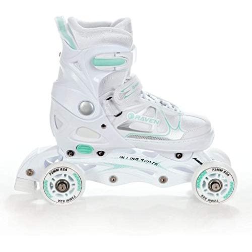  4in 1Inline/Triskates/Quad Adjustable Roller skates/Ice Skates Raven Spirit White/Mint