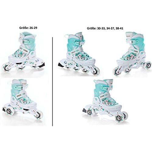  Raven 2in1 oder 3in1 Inline Skates Inliner Triskates Rollschuhe Laguna White/Mint verstellbar