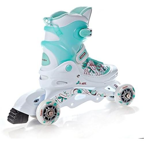  Raven 2in1 oder 3in1 Inline Skates Inliner Triskates Rollschuhe Laguna White/Mint verstellbar