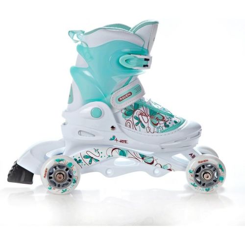  Raven 2in1 oder 3in1 Inline Skates Inliner Triskates Rollschuhe Laguna White/Mint verstellbar