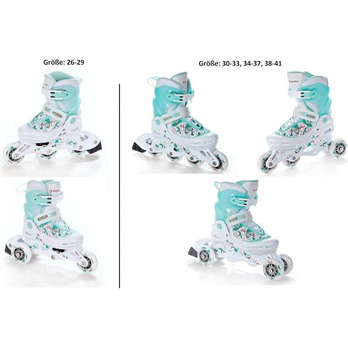  Raven 2in1 oder 3in1 Inline Skates Inliner Triskates Rollschuhe Laguna White/Mint verstellbar