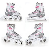 RAVEN 4in1 Inlineskates/Triskates/Rollschuhe/Schlittschuhe Profession White/Pink verstellbar