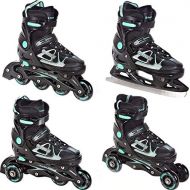 4in 1Inline/Triskates/Quad Adjustable Roller skates/Ice Skates Raven Spirit Black/Mint