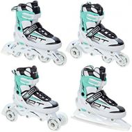 RAVEN 4in1 Inlineskates/Triskates/Rollschuhe/Schlittschuhe Profession White/Mint verstellbar