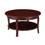 Ravenna Home Anne Marie Circle Wood Shelf Storage Curved Leg Coffee Table, 36W, Dark Espresso