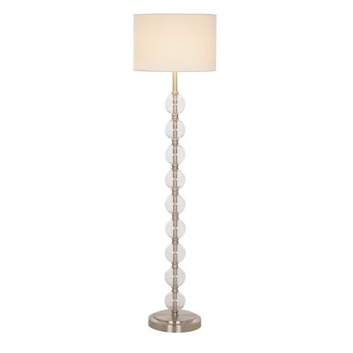  Ravenna Home Modern Stacked Ball Floor Lamp, 58H, With Bulb, Brushed Steel with Clear Glass