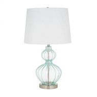 Ravenna Home Modern Blue Glass Table Lamp, 23.75H, With Bulb, Brushed Nickel
