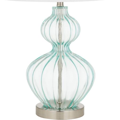  Ravenna Home Modern Blue Glass Table Lamp, 23.75H, With Bulb, Brushed Nickel