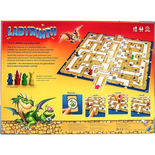  Ravensburger Labyrinth - Enthralling Family Board Game | Ideal for Kids and Adults Aged 7 and Up | Offers Great Replay Value | Designed for 2-4 Players | Globally Celebrated | ASIN: 26448