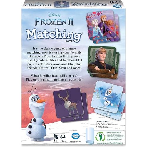  Frozen 2 Matching Game by Wonder Forge | For Boys & Girls Age 3 to 5 | A Fun & Fast Memory Game for Kids | Anna, Elsa, Kristoff, Olaf, Sven, and more