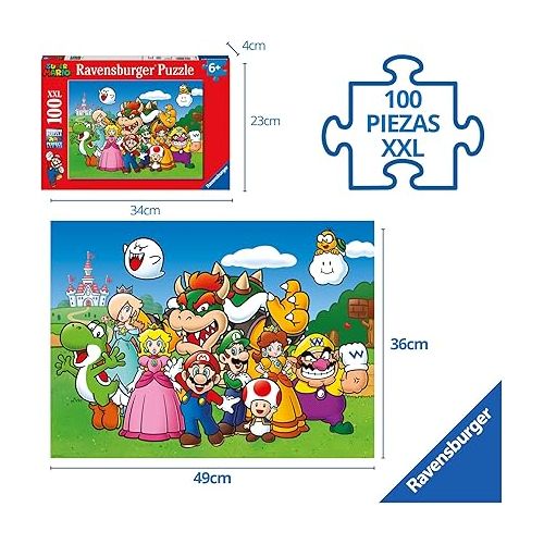  Ravensburger Super Mario - 100 Piece Jigsaw Puzzles for Kids Age 6 Years Up - Extra Large Pieces