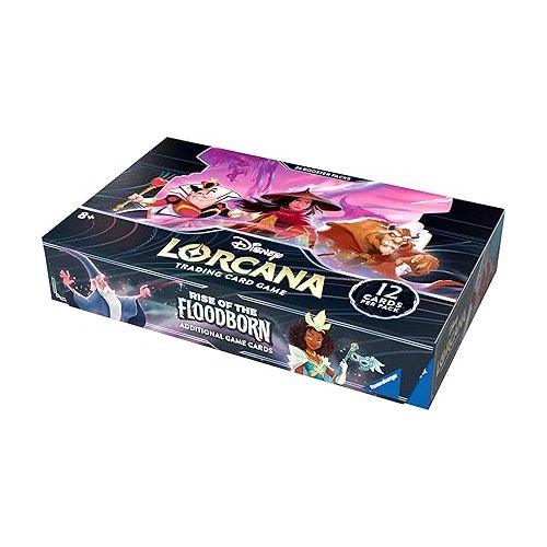  Ravensburger Disney Lorcana TCG: Rise of The Floodborn Booster Pack Display - 24 Packs | Premium Trading Card Game | Expandable Collection | Ideal Gift for Disney Enthusiasts and Card Collectors