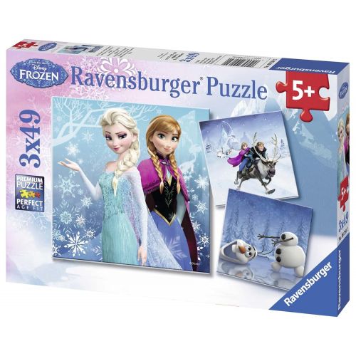  Ravensburger Disney Frozen Winter Adventures Puzzle Box 3 x 49-Piece Jigsaw Puzzles for Kids  Every Piece is Unique, Pieces Fit Together Perfectly