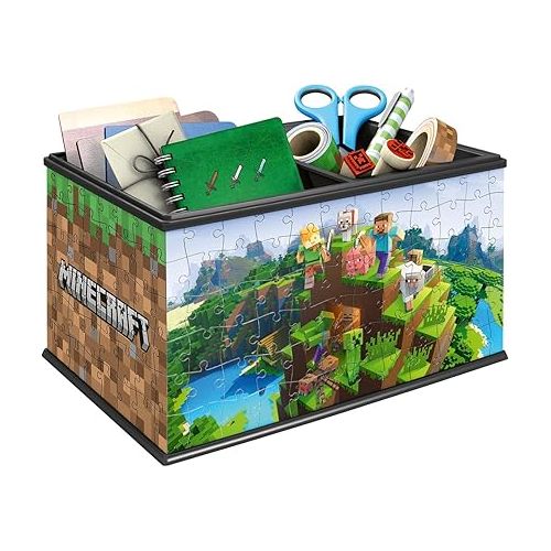  Ravensburger Storage Box Minecraft Jigsaw Puzzle for Kids - Every Piece is Unique, Pieces Fit Together Perfectly