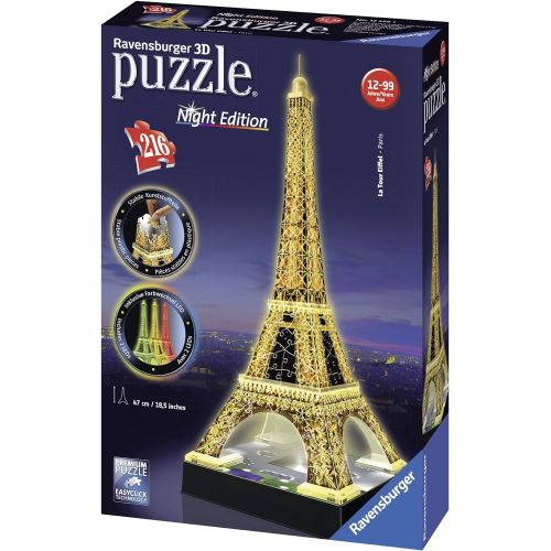  [아마존베스트]Ravensburger Eiffel Tower - Night Edition - 216 Piece 3D Jigsaw Puzzle for Kids and Adults - Easy Click Technology Means Pieces Fit Together Perfectly