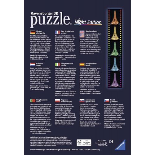  [아마존베스트]Ravensburger Eiffel Tower - Night Edition - 216 Piece 3D Jigsaw Puzzle for Kids and Adults - Easy Click Technology Means Pieces Fit Together Perfectly