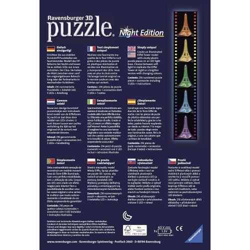  [아마존베스트]Ravensburger Eiffel Tower - Night Edition - 216 Piece 3D Jigsaw Puzzle for Kids and Adults - Easy Click Technology Means Pieces Fit Together Perfectly