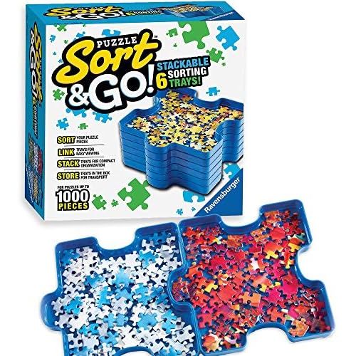  [아마존베스트]Ravensburger Sort and Go Jigsaw Puzzle Accessory - Sturdy and Easy to Use Plastic Puzzle Shaped Sorting Trays for Puzzles Up to 1000 Pieces