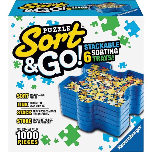  [아마존베스트]Ravensburger Sort and Go Jigsaw Puzzle Accessory - Sturdy and Easy to Use Plastic Puzzle Shaped Sorting Trays for Puzzles Up to 1000 Pieces