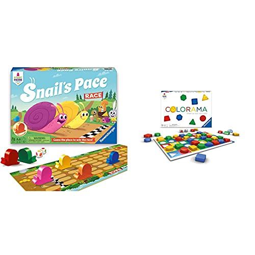  Ravensburger Snails Pace Race Game for Age 3 & Up - Quick Childrens Racing Game Where Everyone Wins! & Colorama for Ages 3 & Up - Fast Childrens Game of Patterns and Shapes