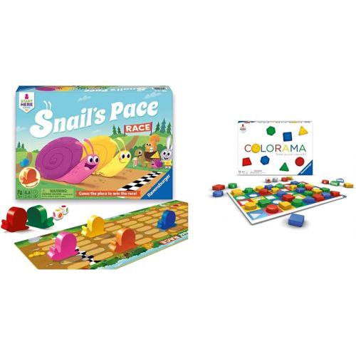  Ravensburger Snails Pace Race Game for Age 3 & Up - Quick Childrens Racing Game Where Everyone Wins! & Colorama for Ages 3 & Up - Fast Childrens Game of Patterns and Shapes