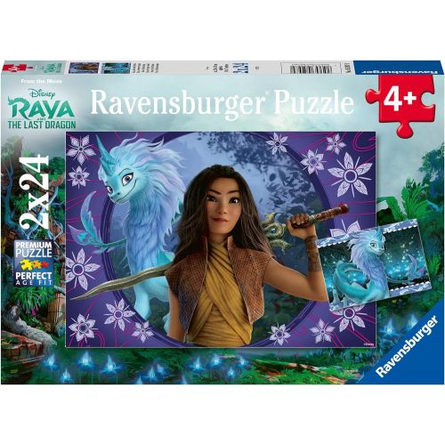  Ravensburger Disney Raya and The Last Dragon 2 x 24 Piece Jigsaw Puzzle Set for Kids 05097 Every Piece is Unique, Pieces Fit Together Perfectly