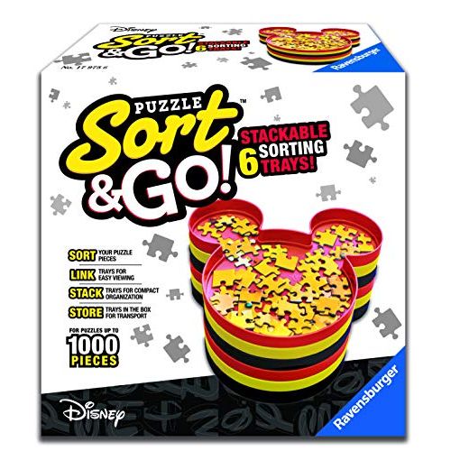  Ravensburger 17975 Disney Mickey Mouse Sort & Go Jigsaw Puzzle Accessory Sturdy and Easy to Use Plastic Mickey Mouse Head Shaped Sorting Trays for Puzzles Up to 1000 Pieces,Red