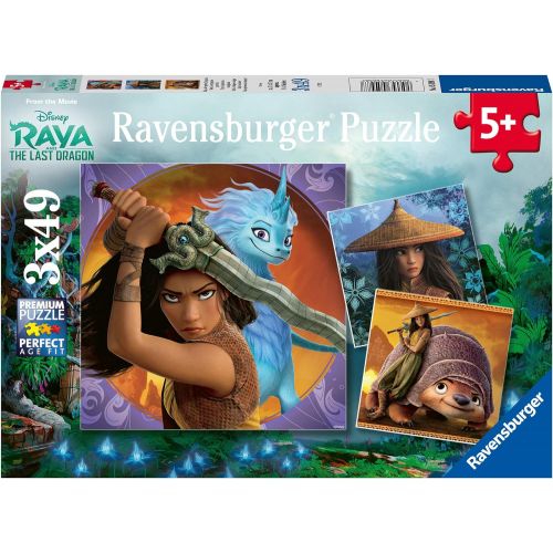  Ravensburger Disney Raya and The Last Dragon 3 x 49 Piece Jigsaw Puzzle Set for Kids 05098 Every Piece is Unique, Pieces Fit Together Perfectly